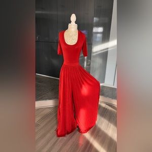 Free People Wide Leg Modal/Jersey Orange Jumpsuit